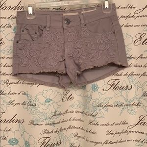 Jean Shorts with Rose Decor